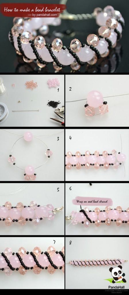 tutorial jewelry bisuteria pulseras bracelets bead mostacillas cristales rosado pink como hacer how to make