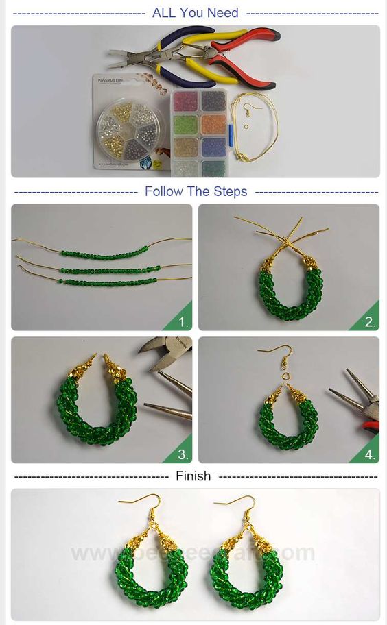 aretes mostacilla alambre wire earrings DIY