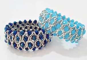 pulsera cadenas cristales azul bisuteria bracelets blue chains DIY