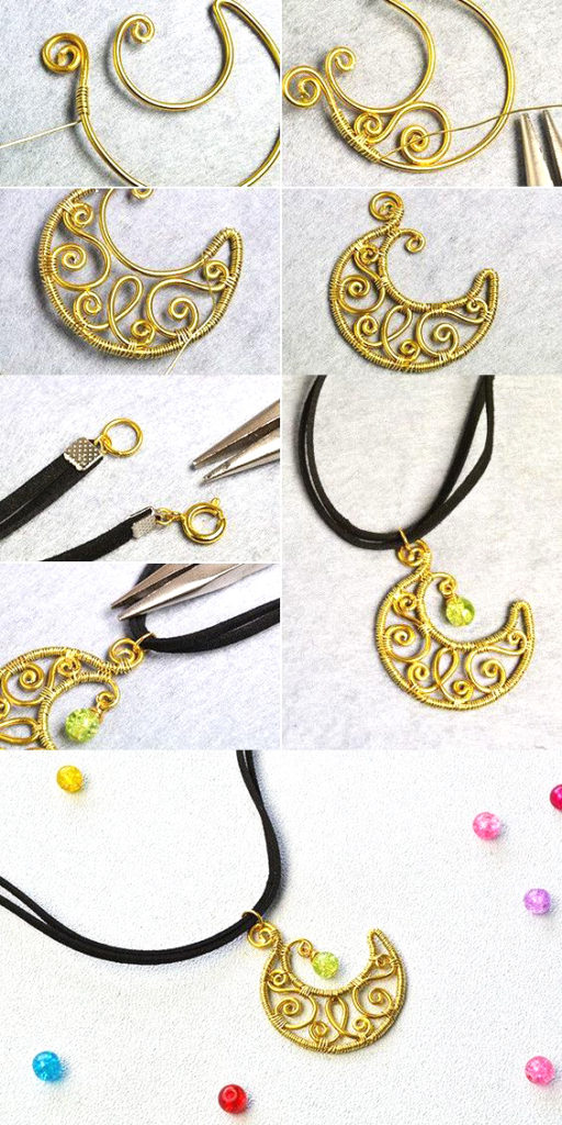 DIY dije pendants luna moon wire bisuteria jewelry tutorials 
