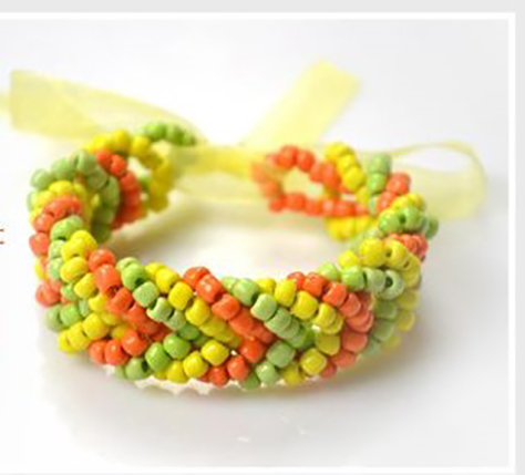 pulseras mostacillas colores bracelets beads amarillo yellow green verde orange naranja