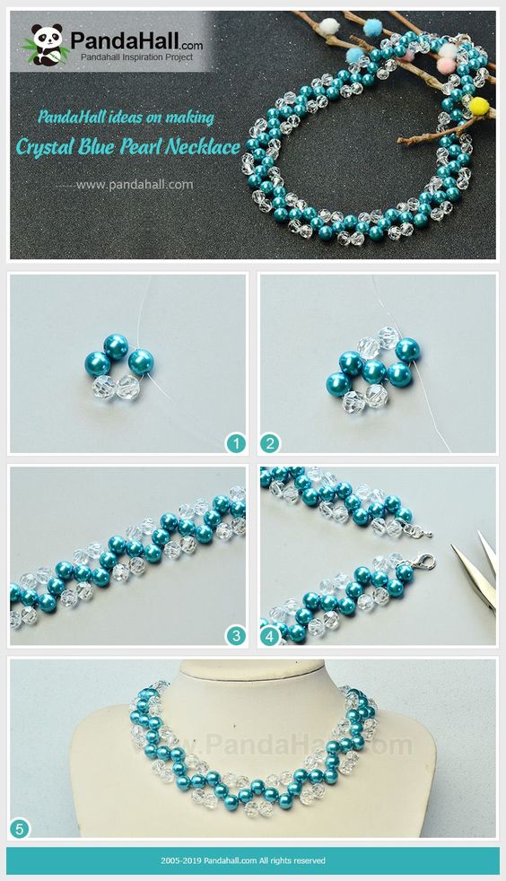 collares perlas cristales azul blue necklaces beads crystals
